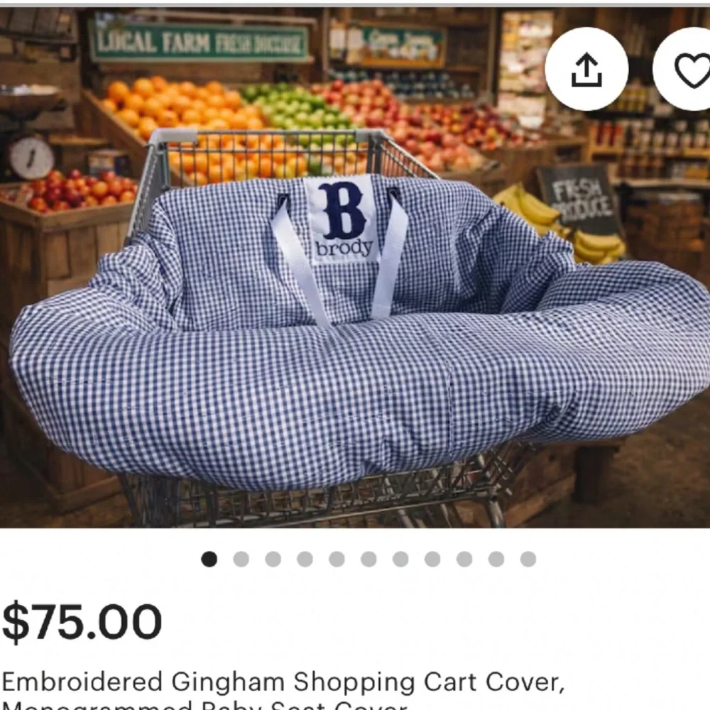 Personalized Gingham Shopping Cart Cover: Light Blue High Chair Cover Henry